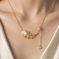 Golden Feather Pearl Necklace