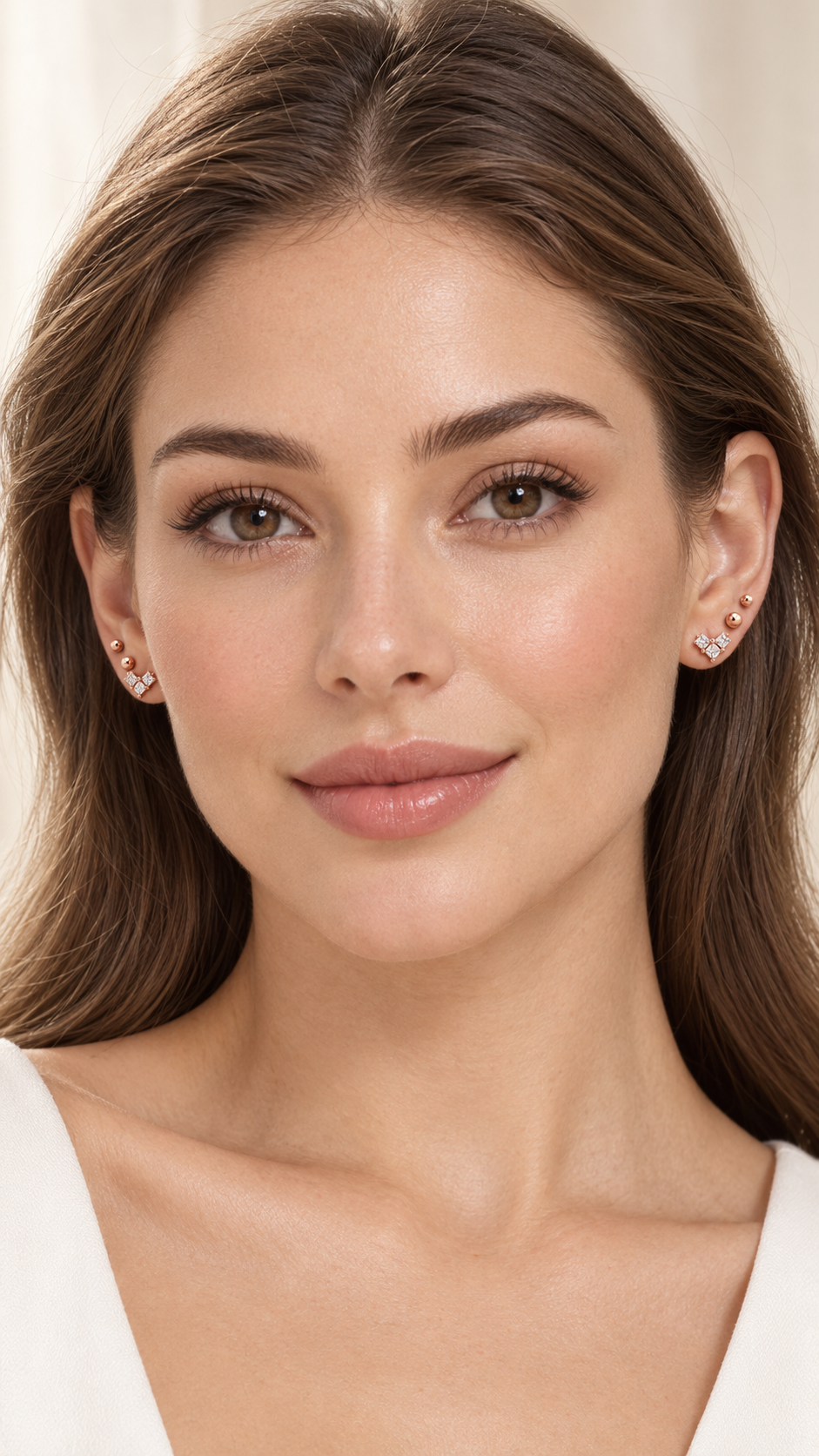 Three Stone Heart & Ball Stud Earrings Set - Aaryahi Silver jewellery product photo