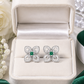 Floral Earrings with Green Stone