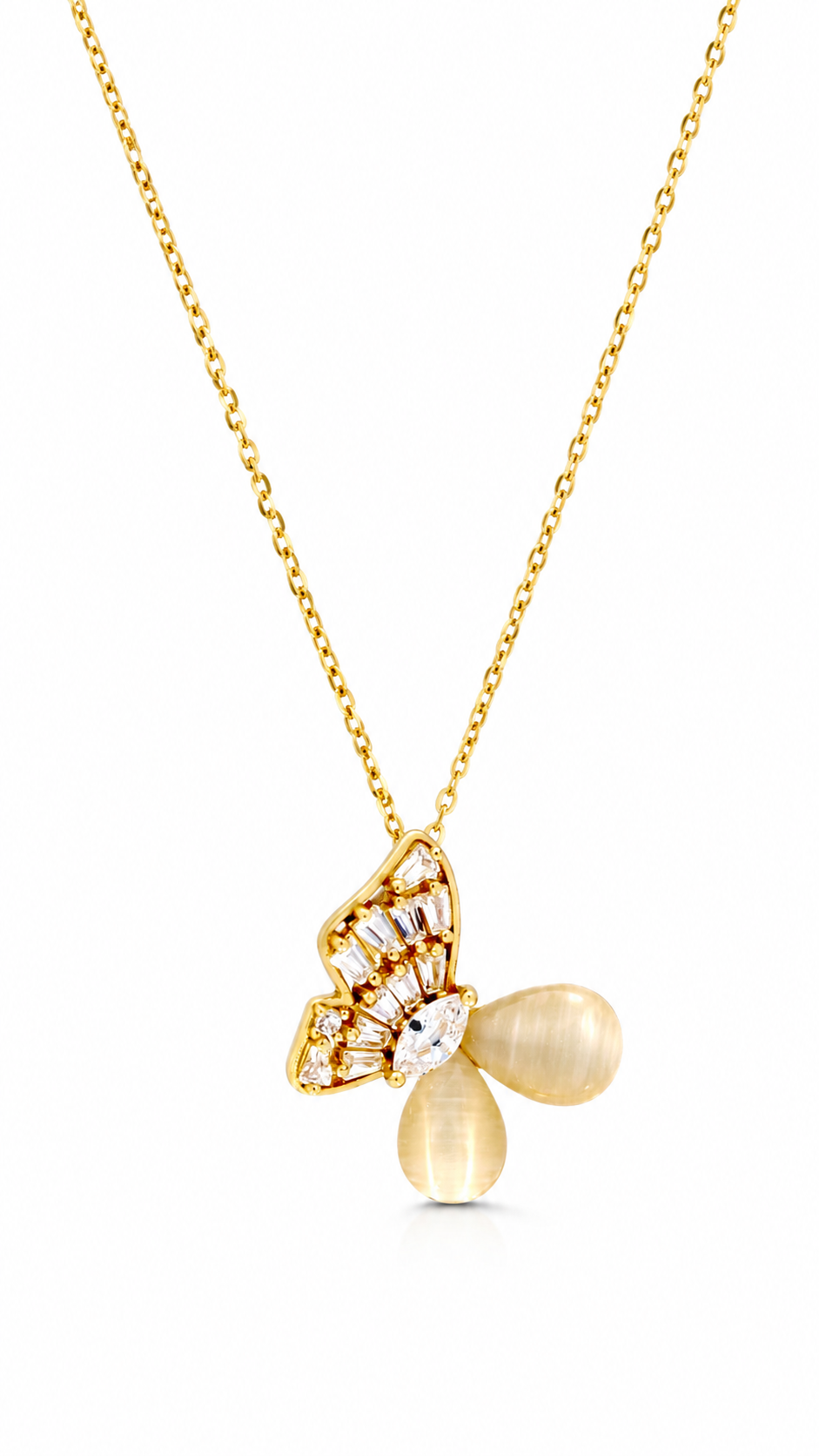 Golden Butterfly Gem Necklace