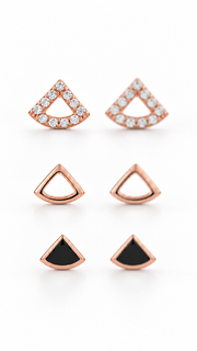 Triangle, Open Triangle Black Enamel Triangle Earrings Set - Aaryahi Silver jewellery product photo