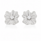Elegant Silver Floral CZ Stud Earrings