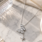 Silver Butterfly Drop Necklace
