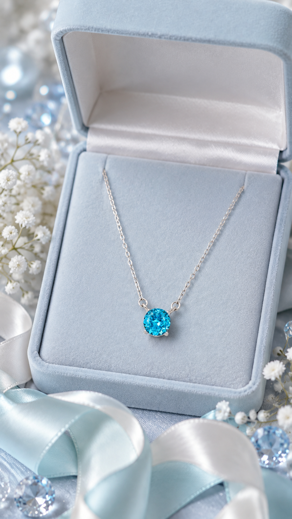 Pink Round-Cut Solitaire Necklace