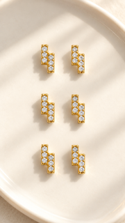 Geometric Zigzag Stud Earrings Set – 3 Pairs - Aaryahi Silver jewellery product photo