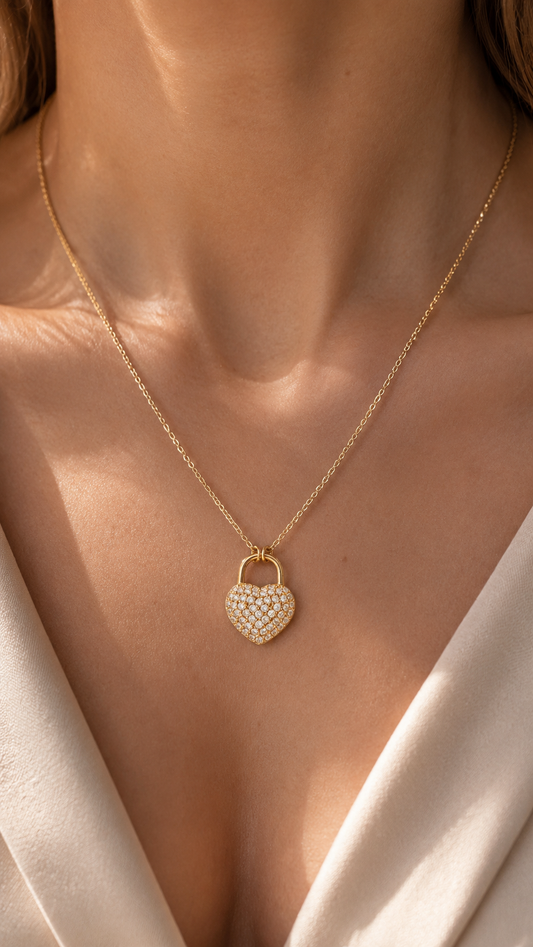 Golden Heart Lock Necklace