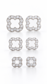 Clover Halo Stud Earrings Set – 3 Sizes - Aaryahi Silver jewellery product photo