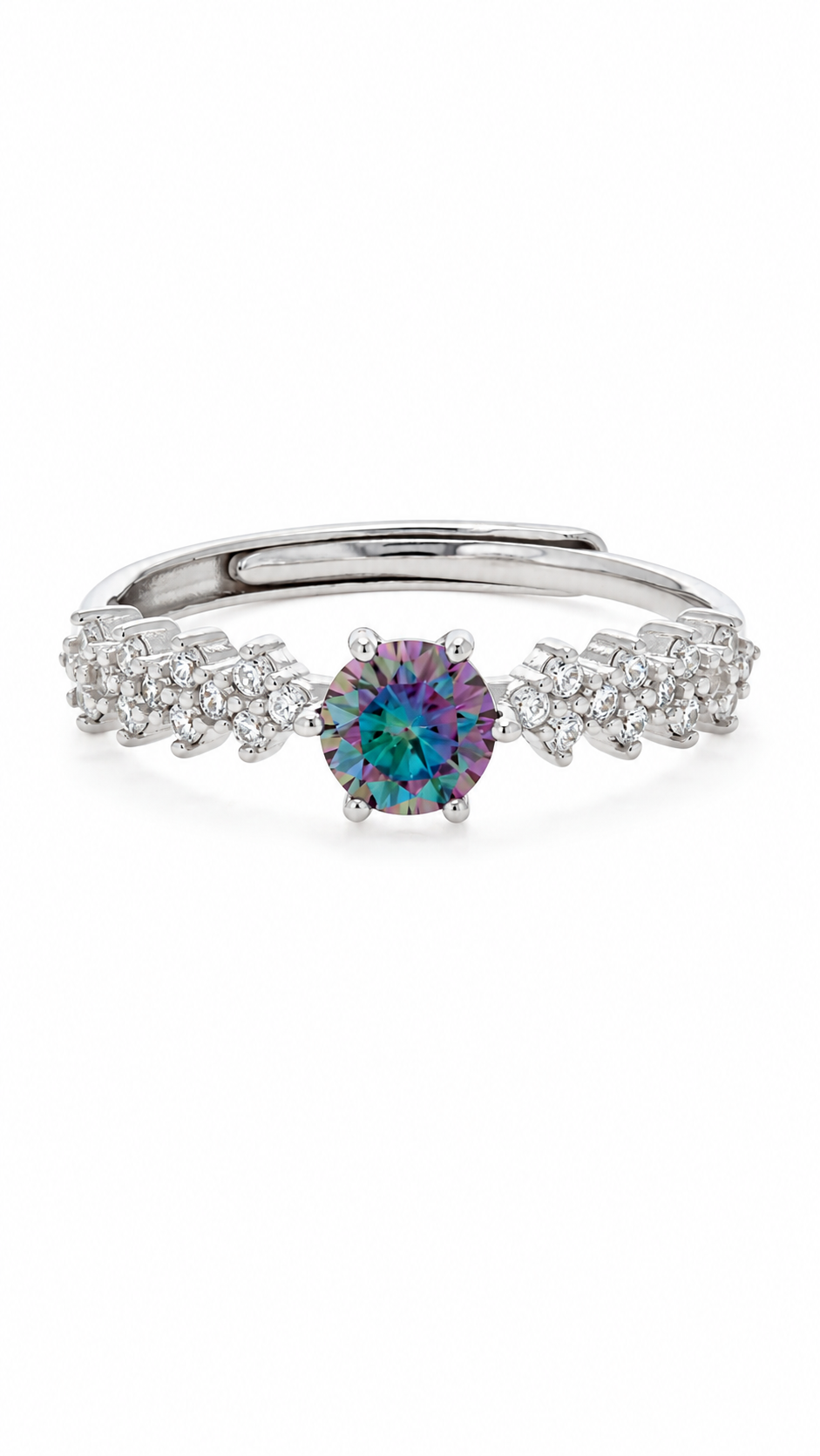 Mystic Blue-Purple Round Adjustable Ring