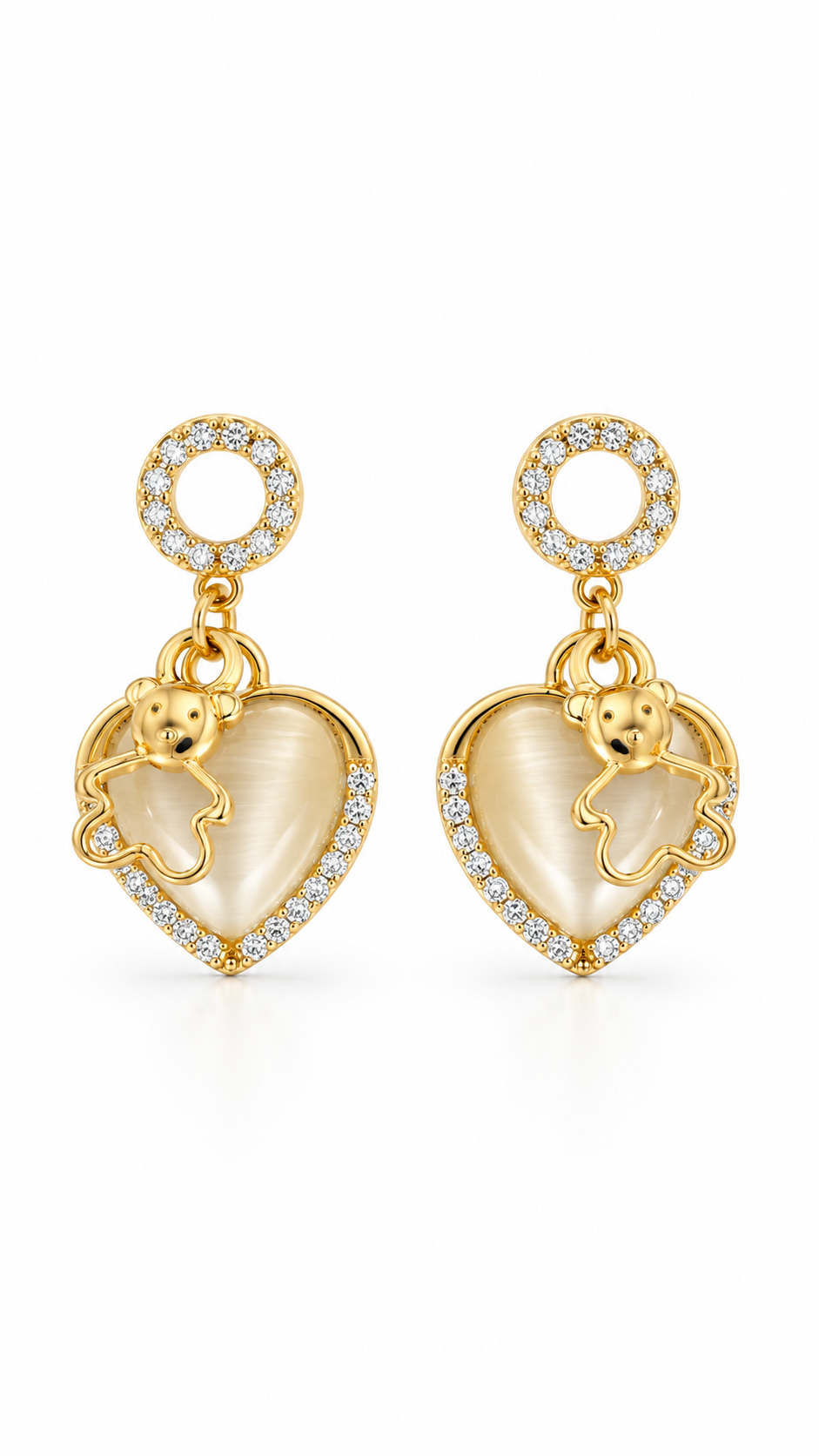 Gold Heart Teddy Earrings