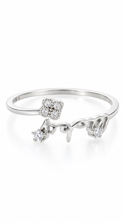 Silver CZ Floral Branch Adjustable Ring