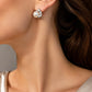 Silver Pearl & CZ Cat Stud Earrings for Women