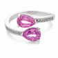 Double Pink Pear-Cut Adjustable Open Ring