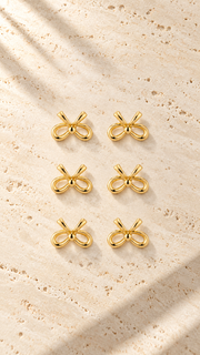 Minimalist Open Bow Earrings Set – 3 Pairs - Aaryahi Silver jewellery product photo