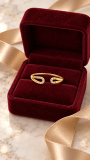 Gold CZ Open Twist Ring
