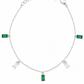 Green & White Baguette Charm Bracelet