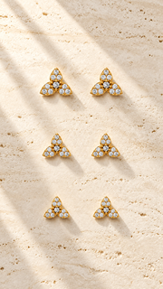 Three Floral Cluster Stud Earrings Set – 3 Pairs - Aaryahi Silver jewellery product photo