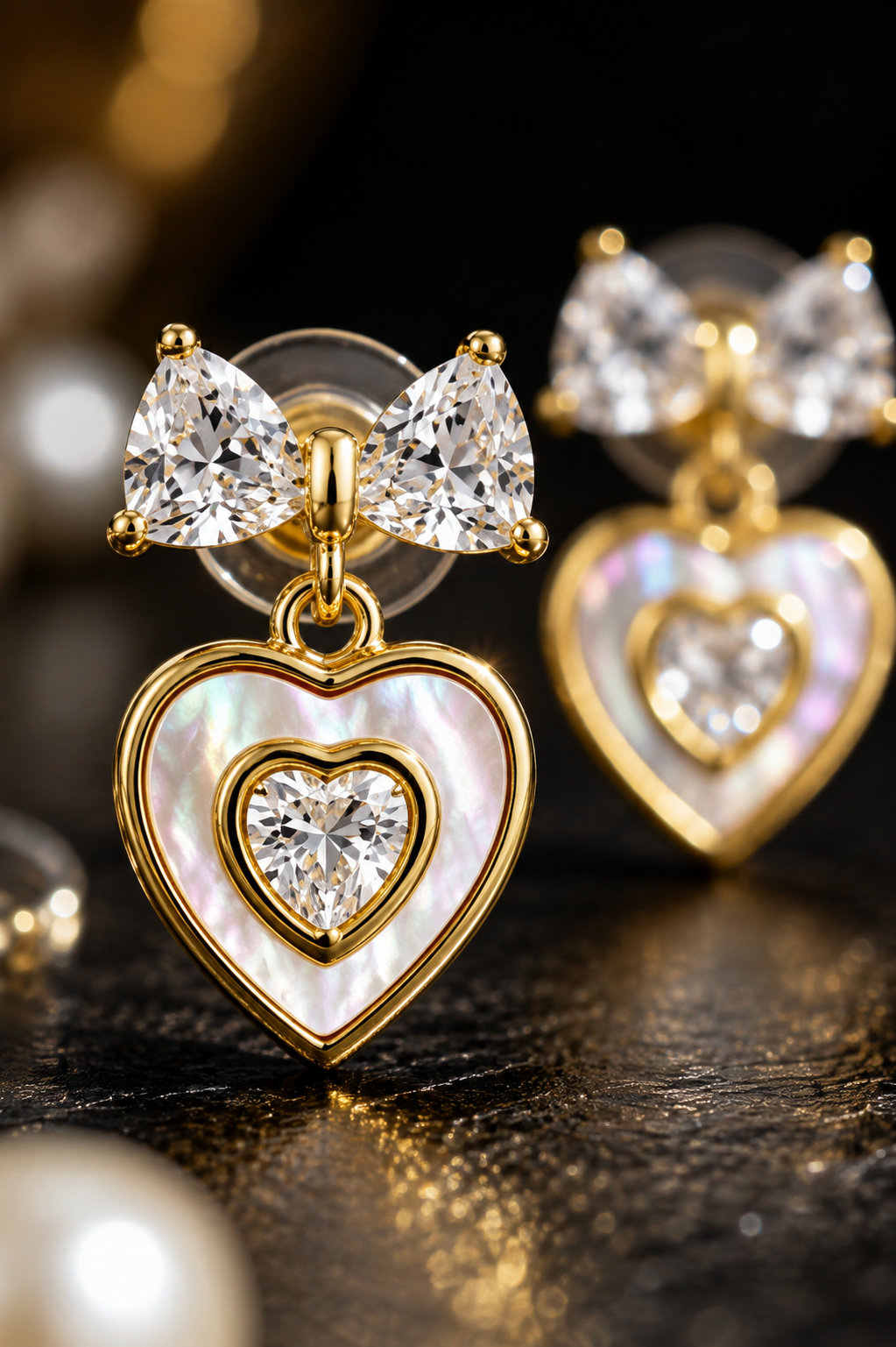 Bow & Heart Earrings