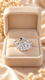 Silver CZ Swan Adjustable Ring