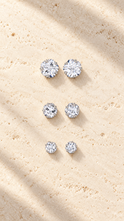 Round Solitaire Stud Earrings Set – 3 Sizes - Aaryahi Silver jewellery product photo