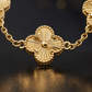 Gold Five Clover Floral Charm Bracelet
