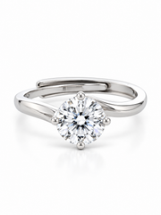 Silver CZ Solitaire Twist Ring