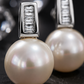 Silver Baguette CZ & Pearl Drop Stud Earrings for Women