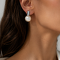 Silver Baguette CZ & Pearl Drop Stud Earrings for Women