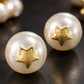 Elegant Gold Star Accent Pearl Stud Earrings for Women