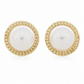 Elegant Gold Mother of Pearl Round Stud Earrings