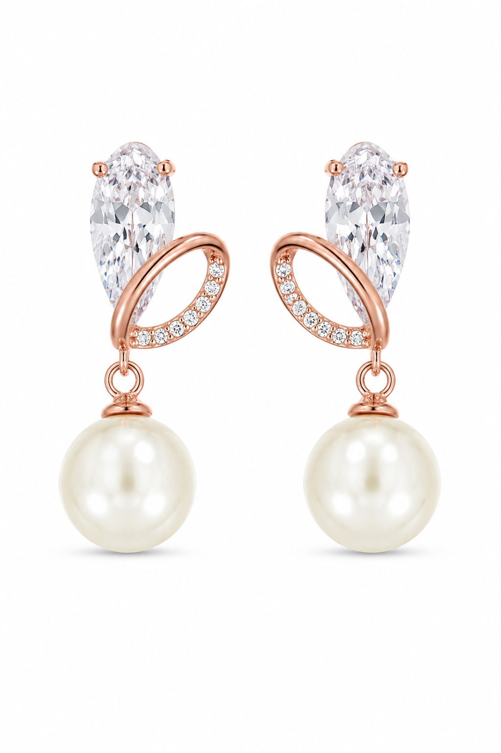 Rose-Gold Pearl Earrings