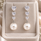Triple Heart Pearl Drop Earrings