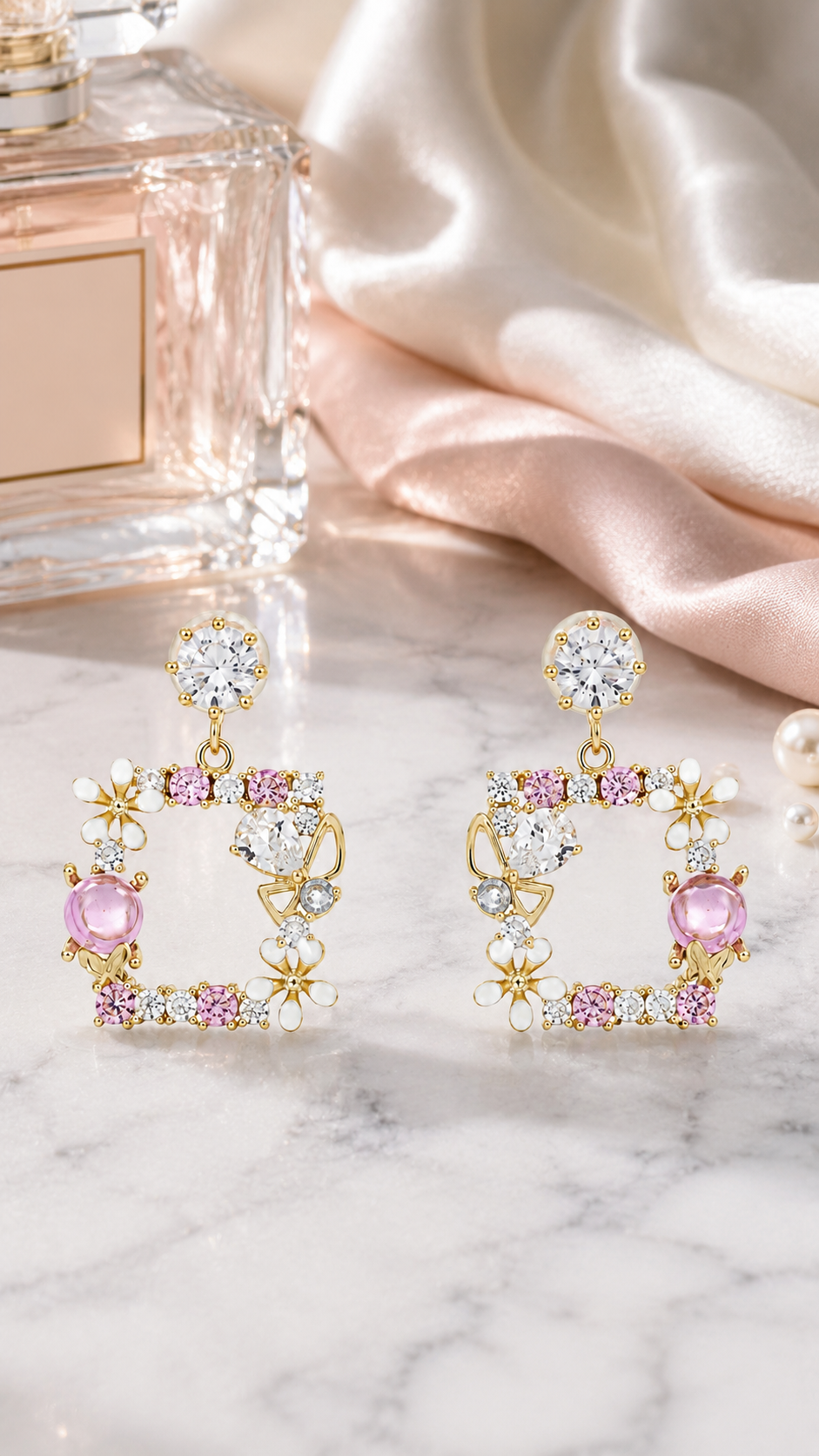 Butterfly Pink Crystal Earrings