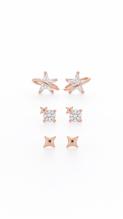 Star, Solitaire Plain Star Stud Earrings Set - Aaryahi Silver jewellery product photo