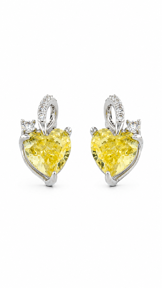 Yellow Heart Earrings