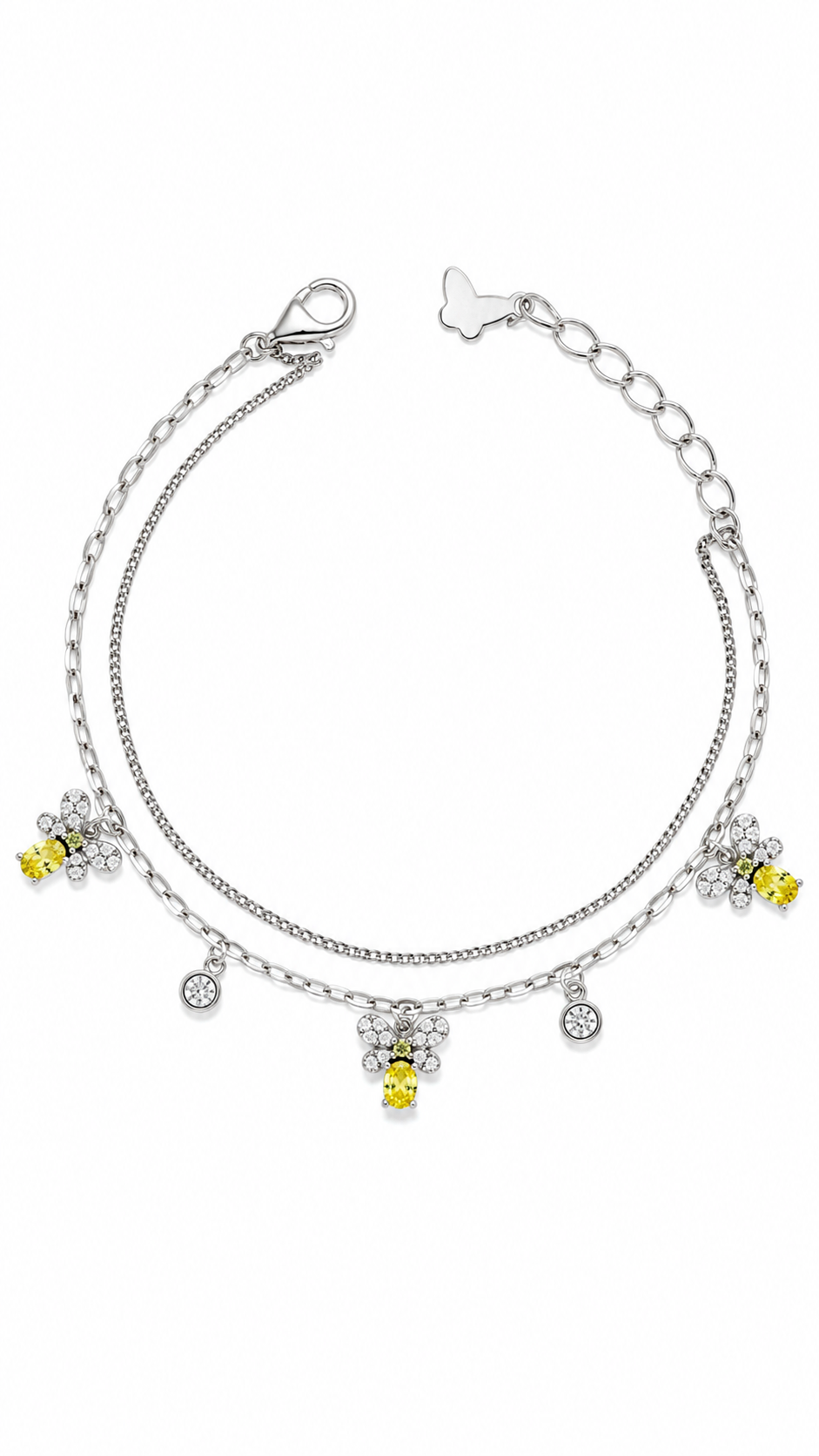 Double-Layer Yellow Bee Charm Bracelet