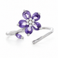 Pink Floral Pear-Cut Adjustable Open Ring