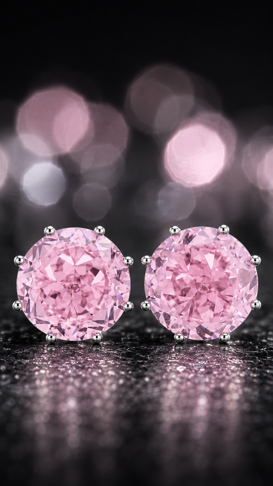 Pink Solitaire Earrings