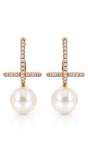 CZ Pearl Drop Earrings - Aaryahi Silver jewellery product photo
