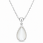 Elegant Silver White Teardrop Pendant Necklace