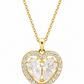 Elegant Gold Twin Heart Halo CZ Pendant Necklace