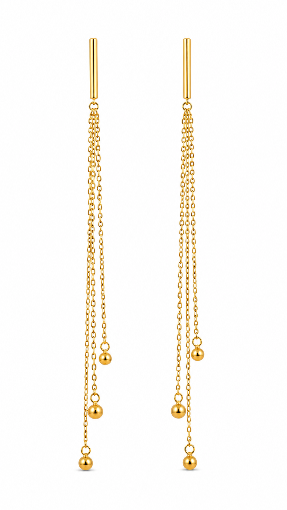 Multi-Chain Earrings with Ball Charms