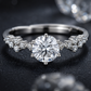 Round Solitaire Floral Adjustable Ring