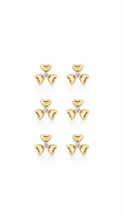 Triple Heart Stud Earrings Set – 3 Pairs - Aaryahi Silver jewellery product photo