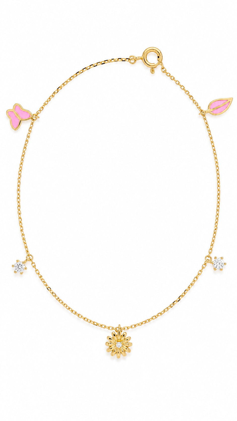 Pink Butterfly & Flower Charm Bracelet