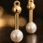 Gold-Tone Bar & Pearl Earrings