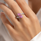 Double Pink Pear-Cut Adjustable Open Ring