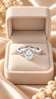 Silver CZ Pear Solitaire Adjustable Ring