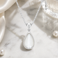 Elegant Silver White Teardrop Pendant Necklace