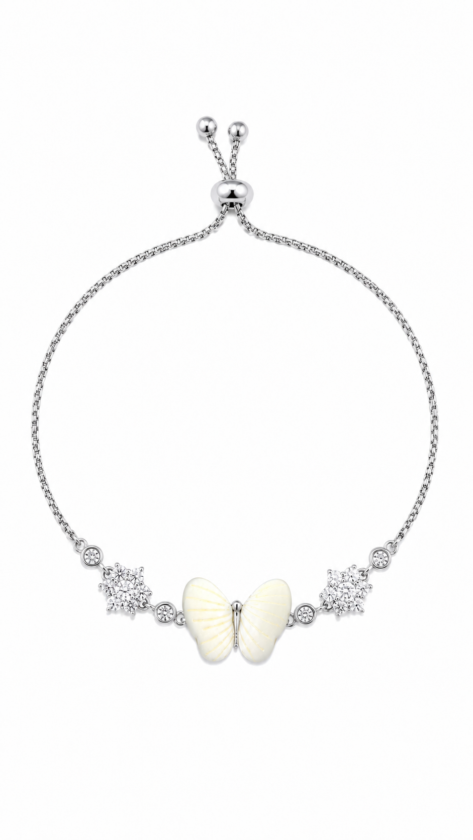 White Butterfly Adjustable Bracelet