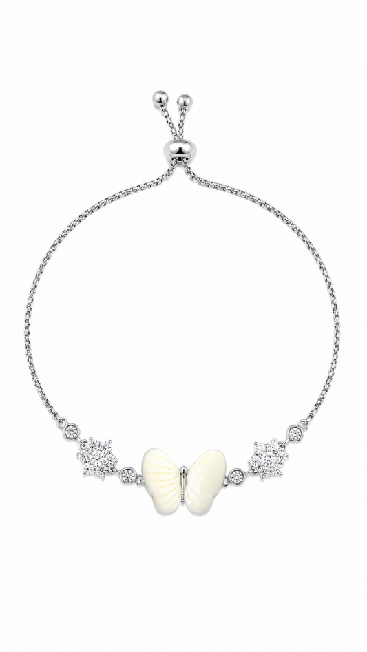 White Butterfly Adjustable Bracelet